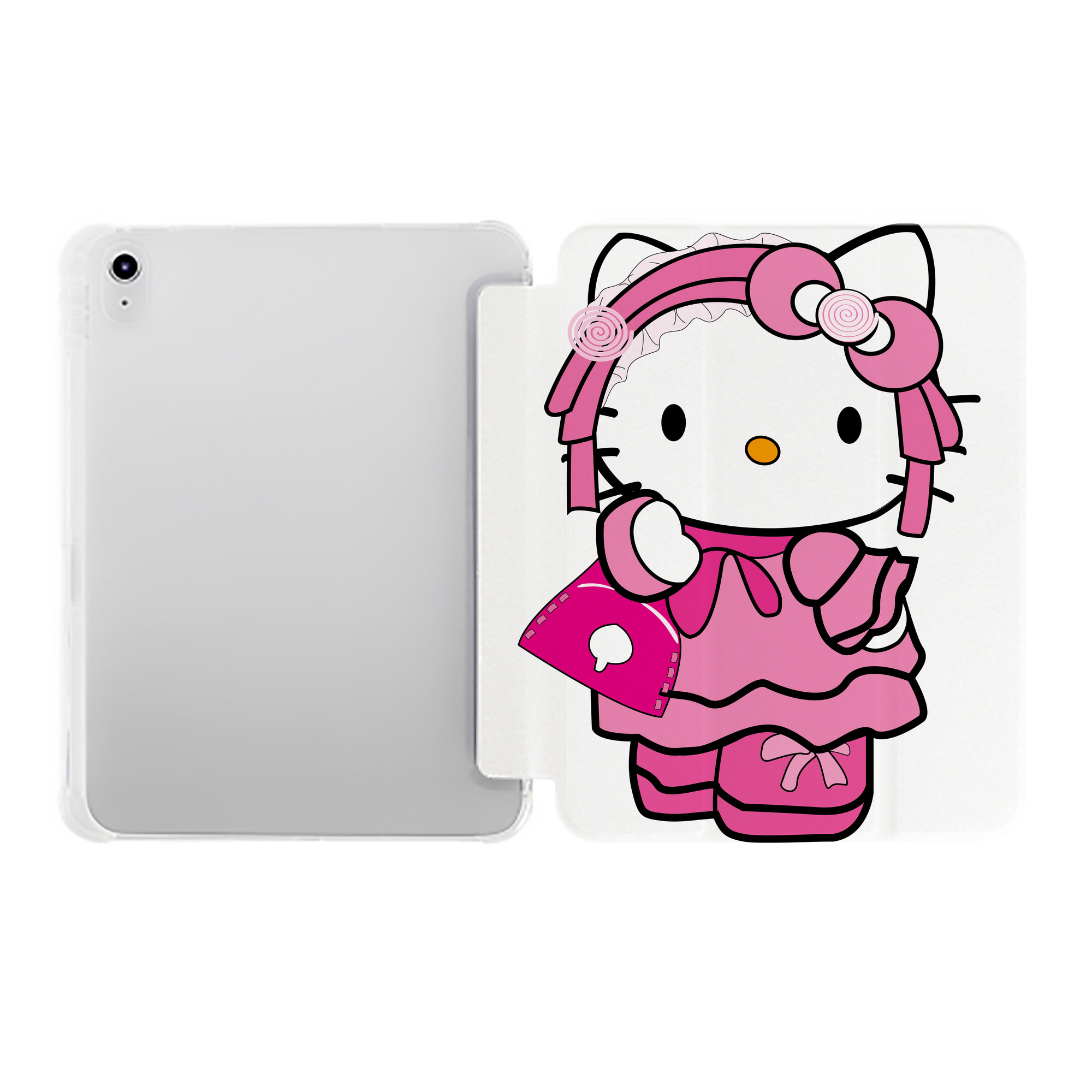 （画像用） Hello Kitty ハローキティ IPad ケース ペン収納付き 三つ折りスタンド PUレザー×シリコン 対応機種9.5/10.5/10.9インチ